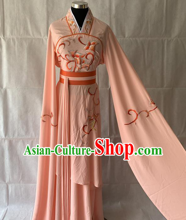 China Traditional Opera Young Beauty Garment Costumes Ancient Fairy Clothing Beijing Opera Palace Lady Orange Dress Outfits