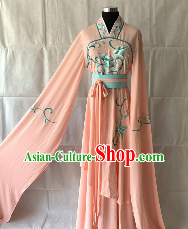 China Ancient Fairy Clothing Beijing Opera Palace Lady Pink Dress Outfits Traditional Opera Young Beauty Garment Costumes