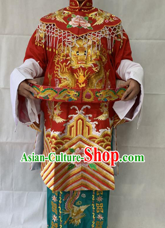 China Beijing Opera Actress Red Dress Outfits Traditional Opera Empress Garment Costumes Ancient Imperial Concubine Embroidered Clothing