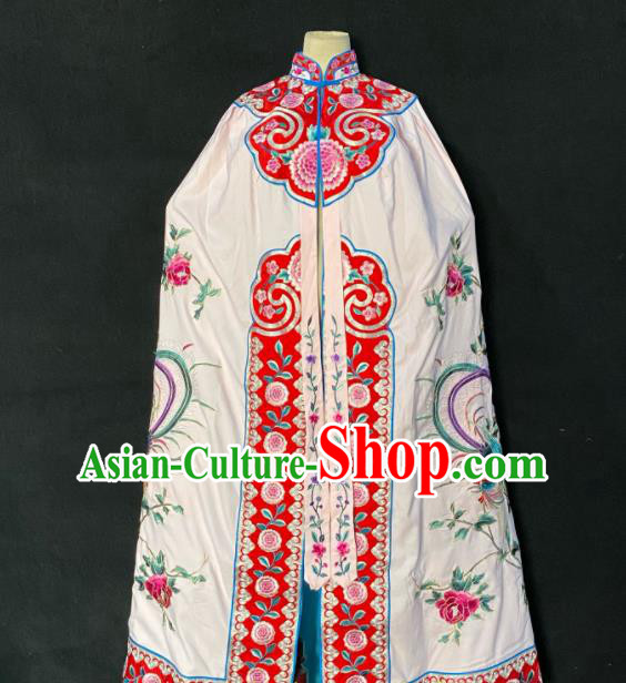 China Ancient Princess Embroidered Mantle Clothing Beijing Opera Hua Tan White Cloak Traditional Opera Imperial Concubine Garment Costume