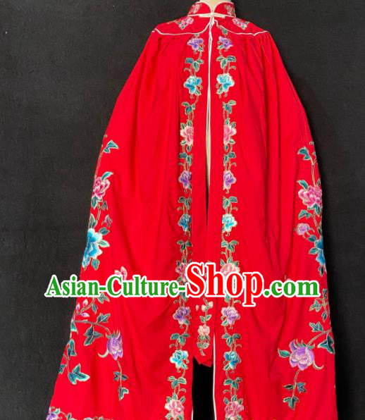 China Beijing Opera Hua Tan Red Cloak Traditional Opera Imperial Concubine Garment Costume Ancient Princess Embroidered Mantle Clothing