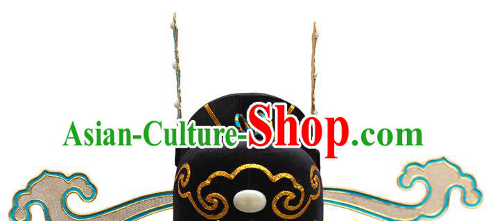 Handmade China Beijing Opera Official Helmet Headwear Ancient Young Childe Hat Peking Opera Xiaosheng Headdress