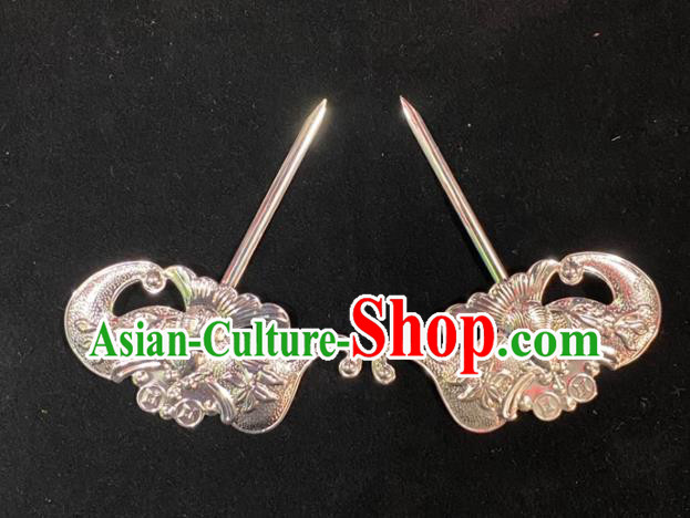 Chinese Beijing Opera Diva Hair Accessories Peking Opera Noble Lady Hair Stick Traditional Opera Actress Argent Bat Hairpin
