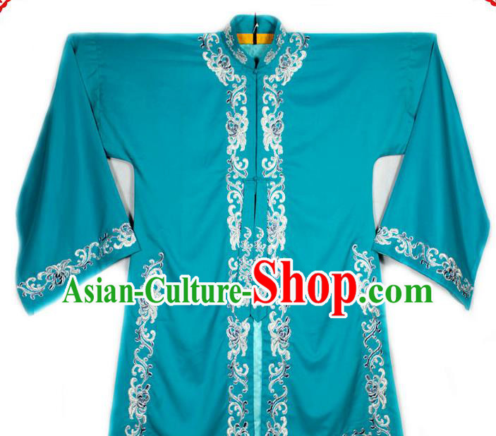 China Traditional Opera Young Woman Garment Costume Ancient Princess Clothing Beijing Opera Actress Embroidered Blue Cape