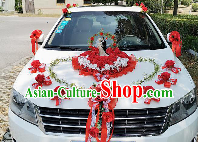 Wedding Car Decorations Love Rose Flowers Bouquet Wedding Car Ornaments