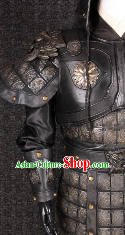 Chinese Ancient General Garment Costumes Traditional Han Dynasty Warrior Zhang Fei Armor and Helmet Set