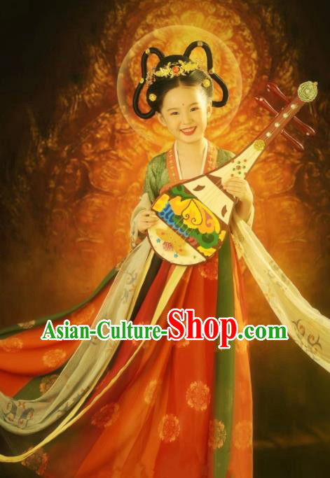 Chinese Tang Dynasty Princess Ruqun Hanfu Dress Ancient Fairy Garment Costumes Traditional Children Clothing