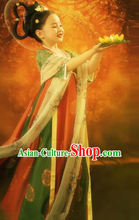 Chinese Tang Dynasty Princess Ruqun Hanfu Dress Ancient Fairy Garment Costumes Traditional Children Clothing