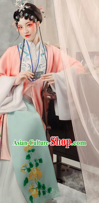 Chinese Traditional Opera Clothing Yue Opera Actress Pink Dress Ancient Noble Lady Garment Costumes