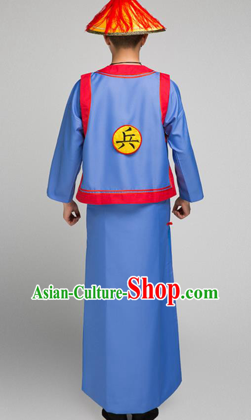 Chinese Qing Dynasty Imperial Bodyguard Costumes Ancient Soldier Yayi Clothing and Hat