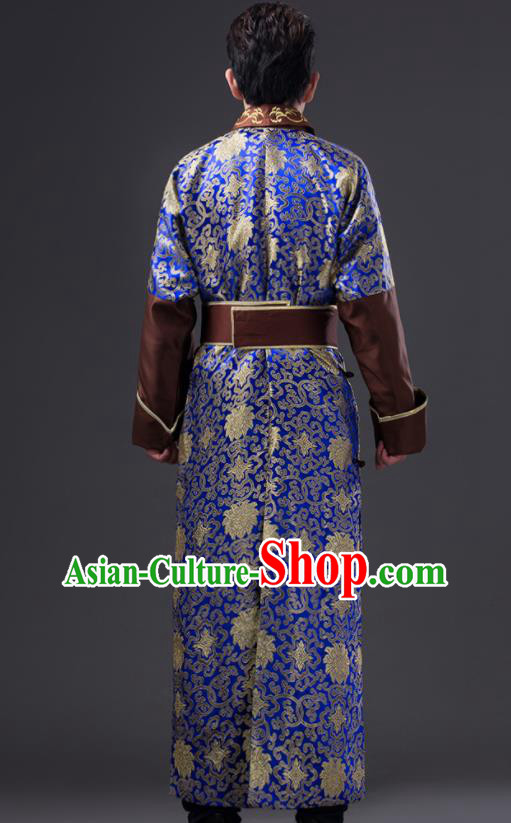 Chinese Ancient Royal Prince Clothing Qing Dynasty Royal Highness Blue Robe Costumes