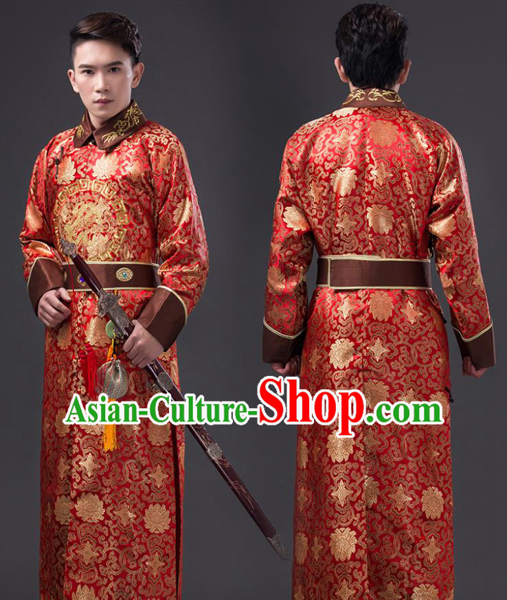 Chinese Qing Dynasty Royal Princess Red Imperial Robe Costume Ancient Emperor Clothing