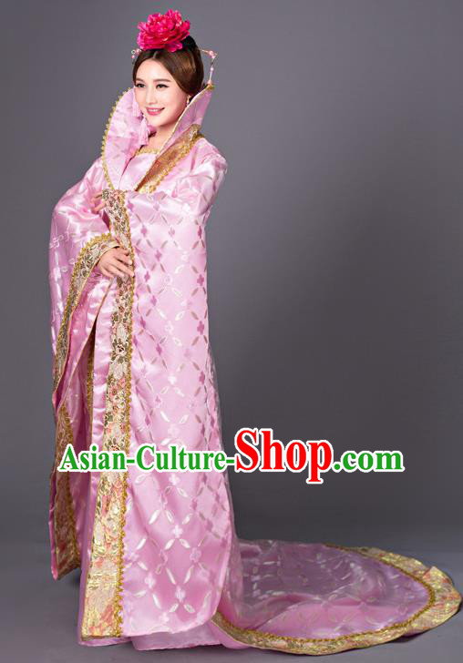 Chinese Ancient Imperial Consort Hanfu Clothing Tang Dynasty Princess Pink Dress Costume