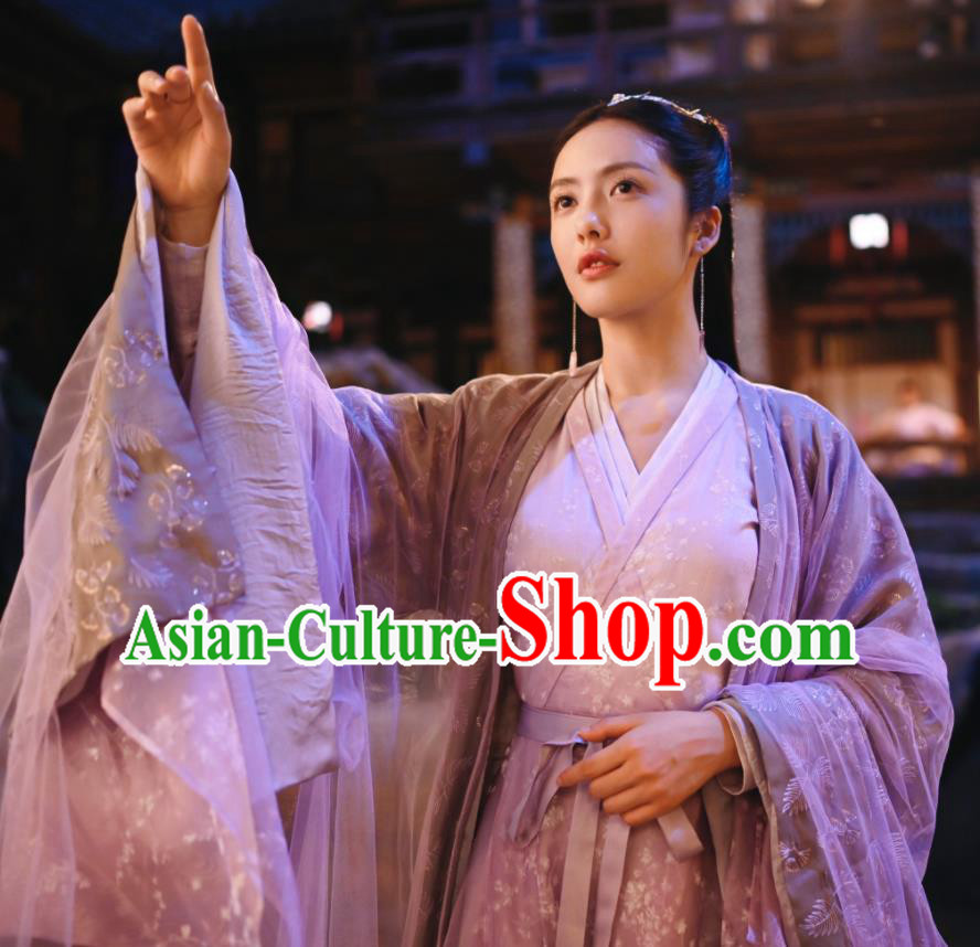 Chinese Romance Series The Blessed Girl Yin Zhuang Garment Costumes Ancient Noble Lady Violet Dress Clothing