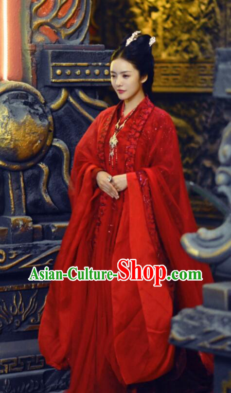 Chinese Romance Series The Blessed Girl Yin Zhuang Wedding Garment Costumes Ancient Palace Woman Red Dress Clothing and Headpieces
