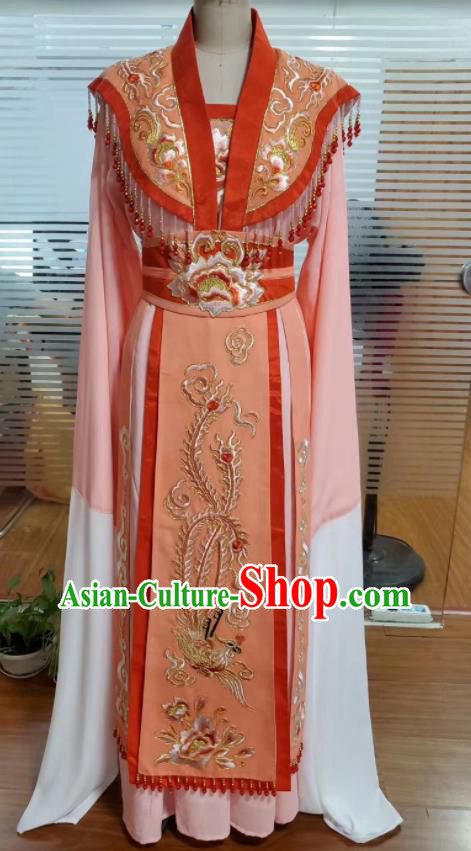 Chinese Ancient Royal Empress Clothing Peking Opera Diva Garment Costumes Traditional Shaoxing Opera Actress Orange Dress