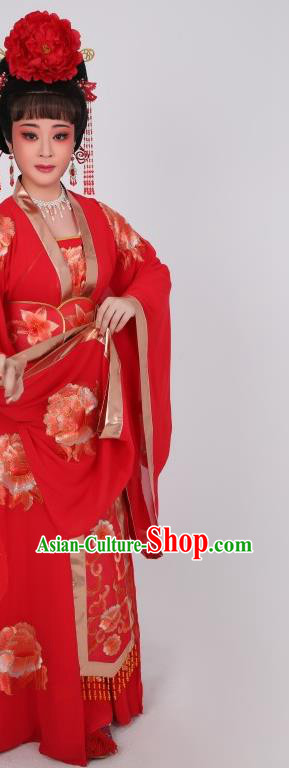 China Peking Opera Empress Garment Costume Ancient Queen Clothing Shaoxing Opera Diva Red Dress