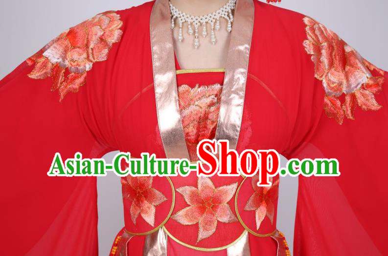 China Peking Opera Empress Garment Costume Ancient Queen Clothing Shaoxing Opera Diva Red Dress