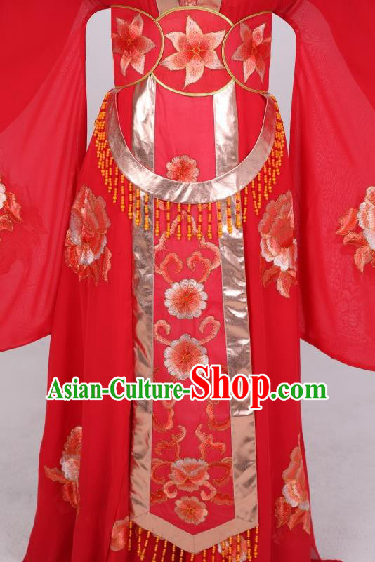 China Peking Opera Empress Garment Costume Ancient Queen Clothing Shaoxing Opera Diva Red Dress