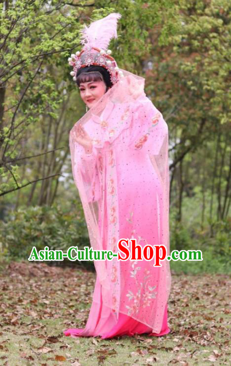 China Ancient Palace Princess Clothing Huangmei Opera Actress Pink Dress Peking Opera Diva Costume