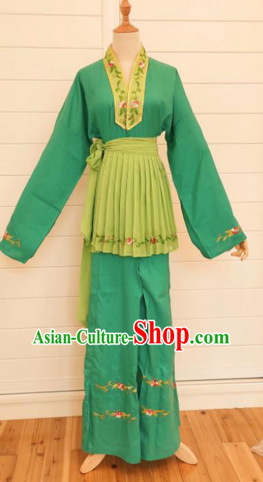 China Peking Opera Maid Costume Ancient Servant Girl Clothing Huangmei Opera Actress Green Dress