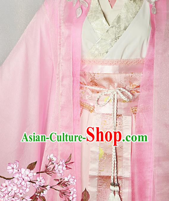 Chinese Ancient Goddess Clothing Traditional Pink Hanfu Dress Cosplay Princess Garment Costumes