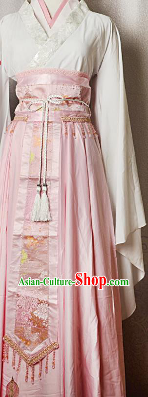Chinese Ancient Goddess Clothing Traditional Pink Hanfu Dress Cosplay Princess Garment Costumes
