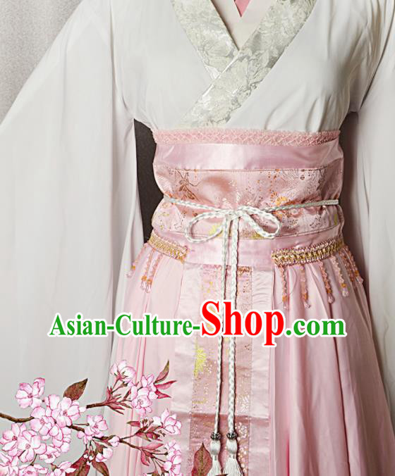 Chinese Ancient Goddess Clothing Traditional Pink Hanfu Dress Cosplay Princess Garment Costumes