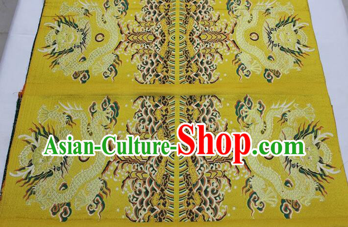 China Ancient Costume Silk Fabrics Traditional Drapery Classical Large Dragon Pattern Yellow Brocade Fabric