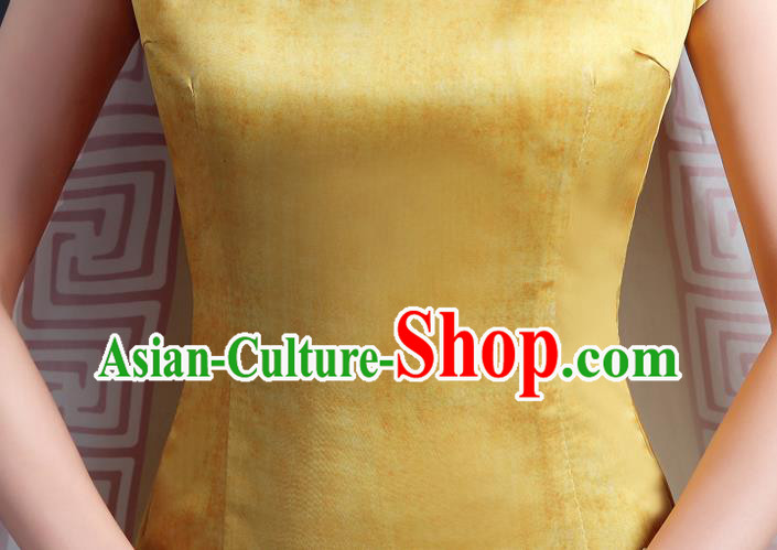 Chinese Compere Full Dress Classical Qipao Clothing Long Mantle Cheongsam Traditional Dress