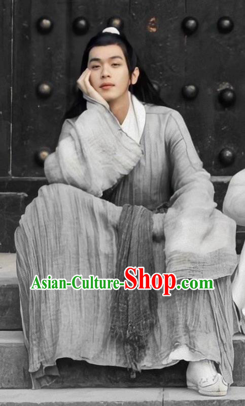 Chinese Ancient Swordsman Grey Clothing Wuxia Young Knight Costume TV Series Sword Snow Stride Xu Feng Nian Garments