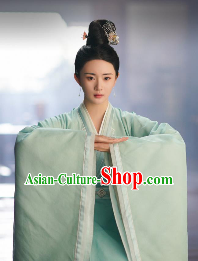 Chinese Wuxia TV Series Palace Lady Clothing Ancient Royal Princess Green Dress Garments Qie Shi Tian Xia Bai Replica Costume