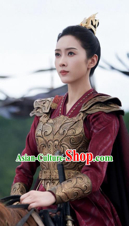 Chinese Ancient Female General Armor Clothing Wuxia TV Series Qie Shi Tian Xia Feng Qi Wu Dresses Woman Warrior Swordsman Garment Costumes