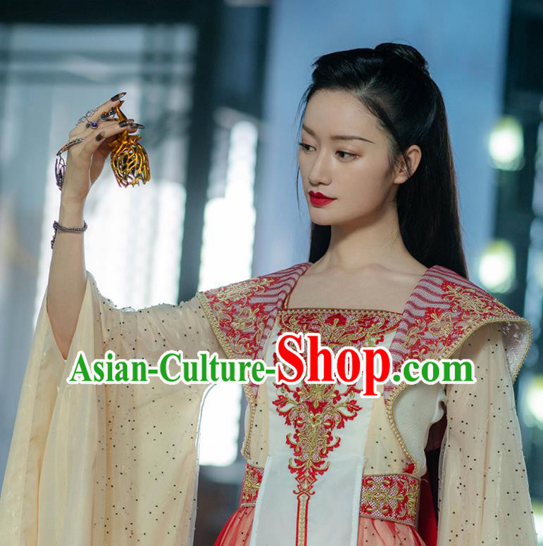 Chinese Ancient Demon Peri Clothing Xian Xia TV Series Fairy Dress Apparel The Blue Whisper Princess Shunde Garment Costumes
