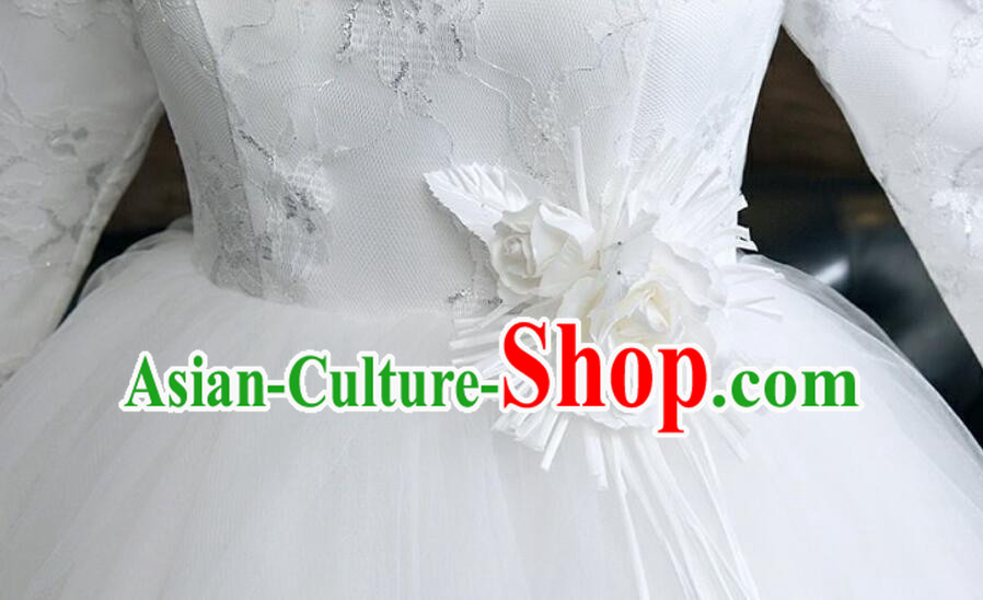 Bride Wedding Dress Top Winter Long Sleeve Dress Court Style Wedding Costume