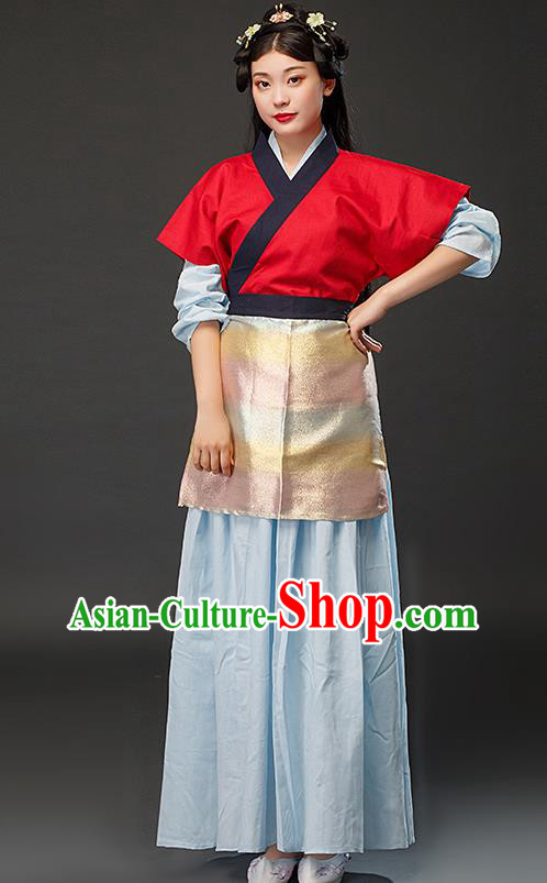 Chinese Traditional Lady Shopkeeper Costume Ming Dynasty Country Woman Dress Ancient TV Series My Owned Swordman Tong Xiangyu Clothing