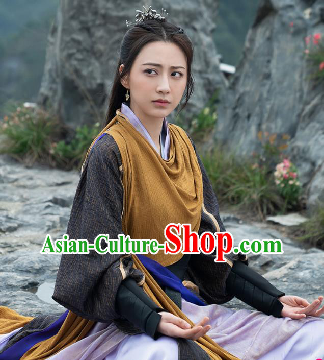 Chinese TV Series The Blue Whisper Xue San Yue Garment Costumes Ancient Swordswoman Clothing Xian Xia Female General Apparel