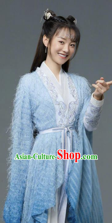 Chinese Xian Xia TV Series Fairy Apparel The Blue Whisper Luo Jin Sang Garment Costumes Ancient Young Beauty Clothing
