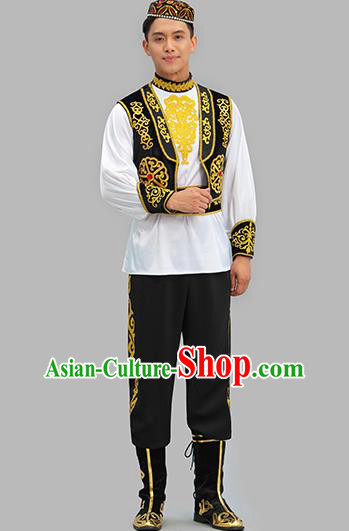 Chinese Xinjiang Dance Outfit Uyghur Nationality Male Dance Costume Group Dance Clothing