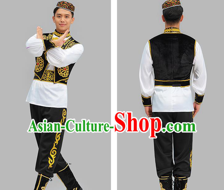 Chinese Xinjiang Dance Outfit Uyghur Nationality Male Dance Costume Group Dance Clothing