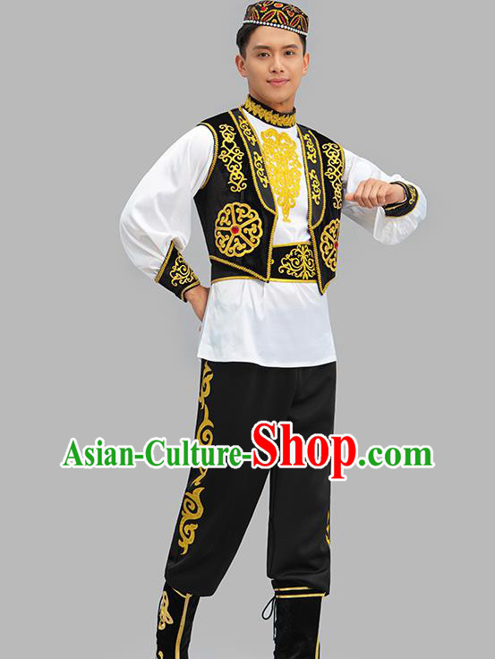 Chinese Xinjiang Dance Outfit Uyghur Nationality Male Dance Costume Group Dance Clothing