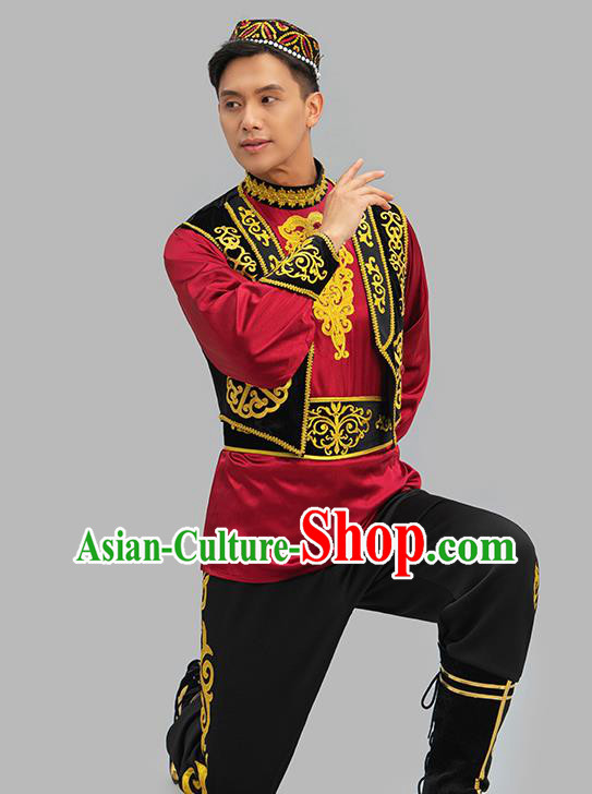 Chinese Ethnic Male Group Dance Clothing Xinjiang Dance Outfit Uyghur Nationality Dance Costume