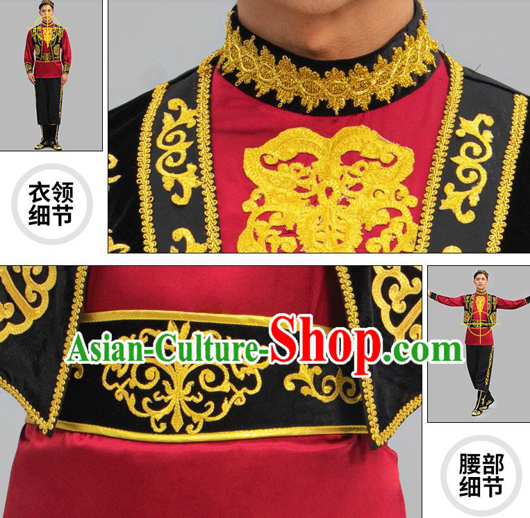 Chinese Ethnic Male Group Dance Clothing Xinjiang Dance Outfit Uyghur Nationality Dance Costume