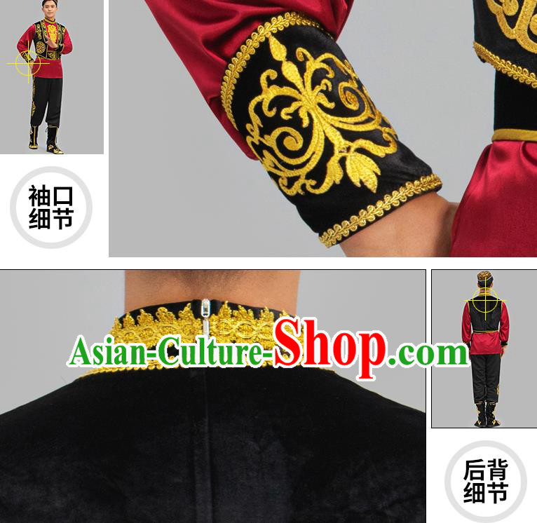 Chinese Ethnic Male Group Dance Clothing Xinjiang Dance Outfit Uyghur Nationality Dance Costume
