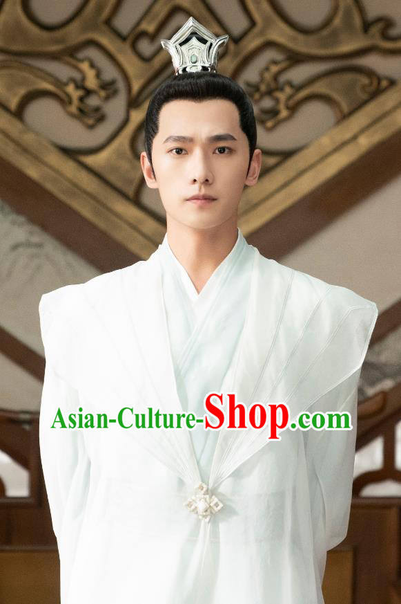 Chinese Ancient Young King White Clothing Wuxia TV Series Qie Shi Tian Xia Prince Feng Lan Xi Garment Costumes