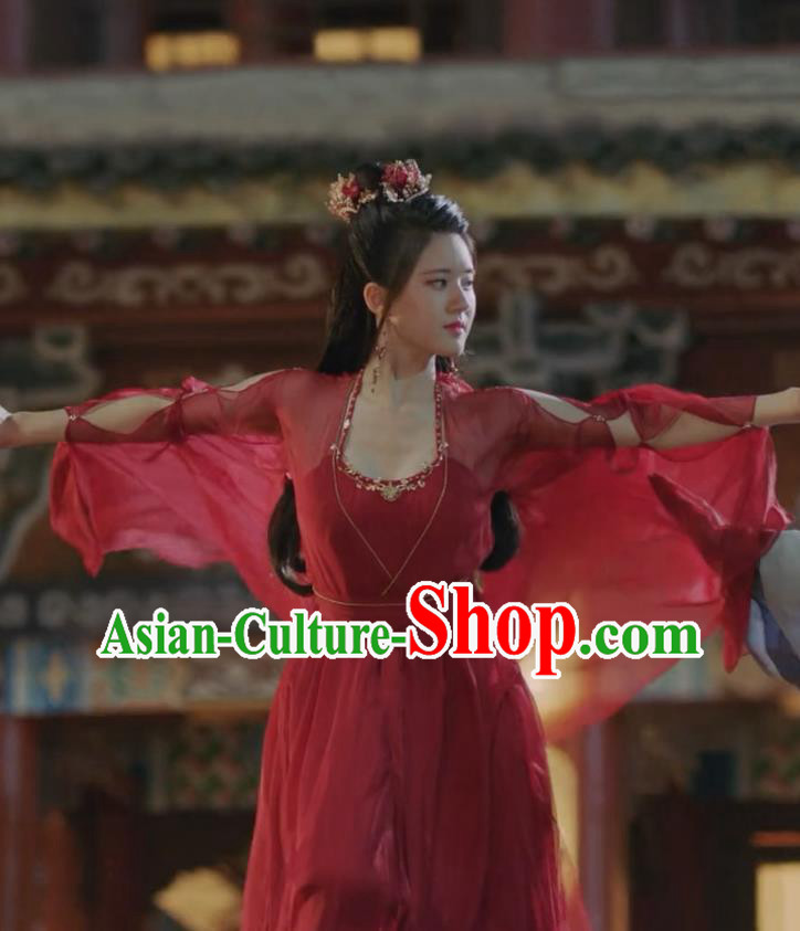 Chinese TV Series Qie Shi Tian Xia Bai Feng Xi Garment Costumes Ancient Princess Clothing Beauty Red Dress
