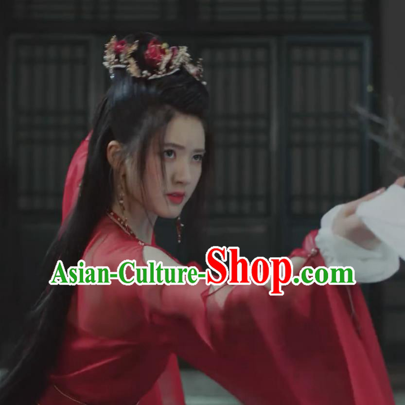 Chinese TV Series Qie Shi Tian Xia Bai Feng Xi Garment Costumes Ancient Princess Clothing Beauty Red Dress