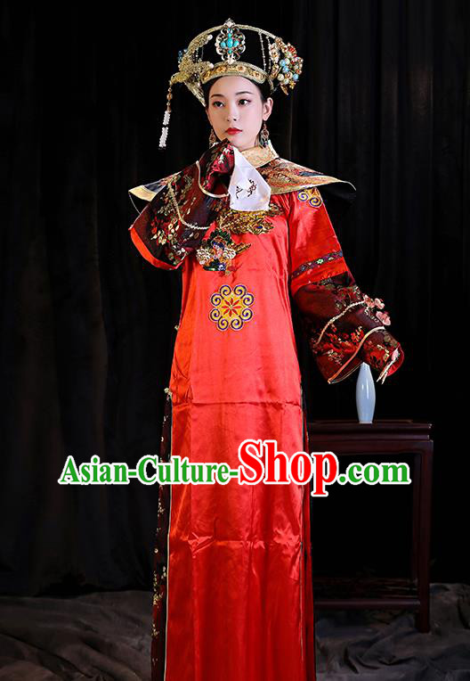 Chinese Qing Dynasty Queen Garment Costumes Ancient Imperial Consort Clothing TV Series Empresses in the Palace Empress Red Dress