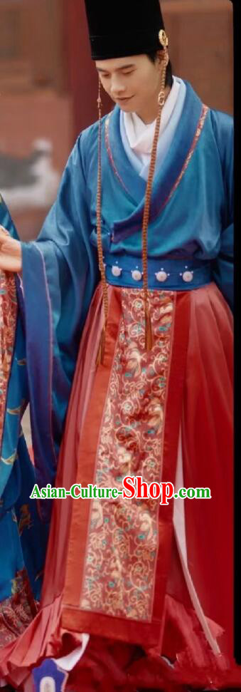 Chinese Tang Dynasty Male Wedding Attires Traditional Wedding Garment Costumes Ancient Noble Childe Dress