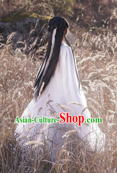 Chinese Jin Dynasty Young Lady Garment Costumes Ancient Princess Clothing Traditional White Hanfu Dress